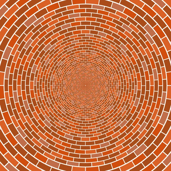 Architectural brick wall circle optical illusion mosaic background — Stock Vector