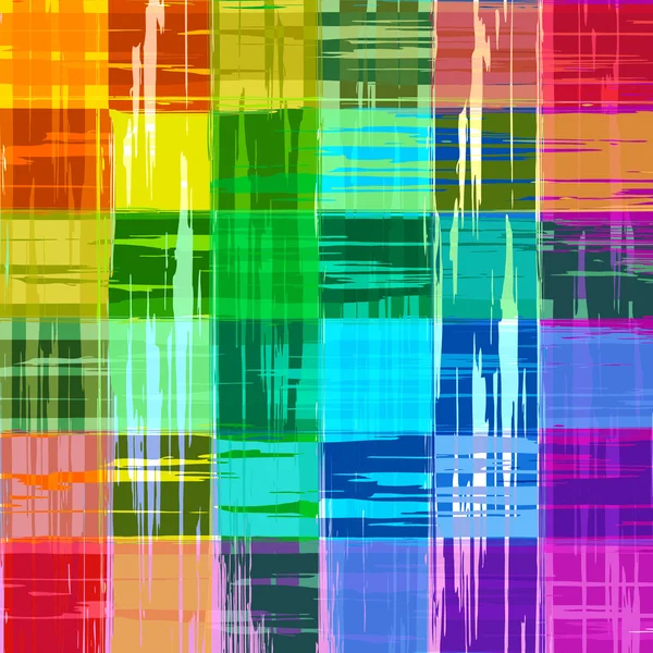 Couleur arc-en-ciel peinture grunge plaid mosaïque fond — Image vectorielle