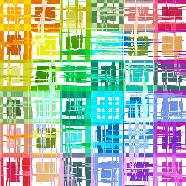 Arcoíris color pintura grunge cuadros mosaico fondo — Vector de stock