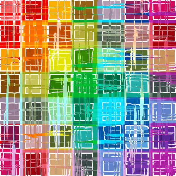 Arcoíris color pintura grunge cuadros mosaico fondo — Vector de stock