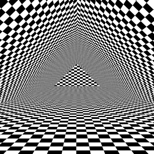 Fondo triangular de ilusión óptica en blanco y negro — Vector de stock