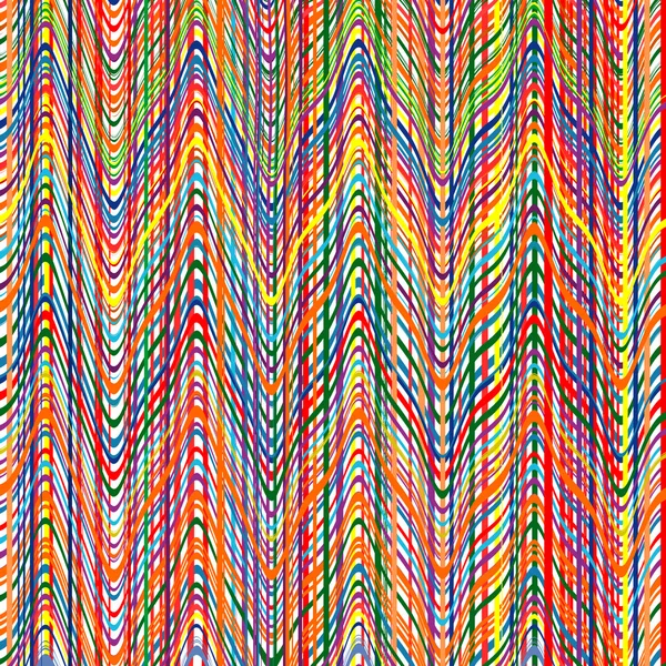 Regenbogenfarbene Streifen mit Zickzacklinien Hintergrund — Stockvektor