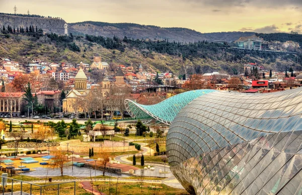 View of Tbilisi with unfinished Cultural Centre — Stock Photo, Image