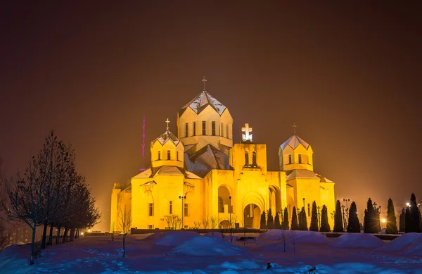 St. Gregory katedry reflektorem w Erywaniu — Zdjęcie stockowe