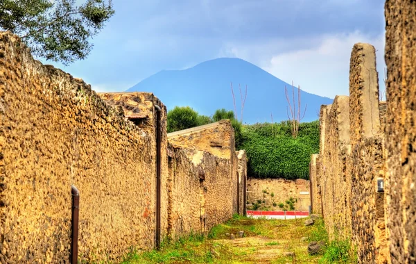 Vezüv Yanardağı ile Pompei'nin kalıntıları içinde belgili tanımlık geçmiş — Stok fotoğraf