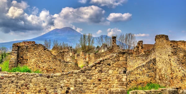 Vezüv Yanardağı ile Pompei'nin kalıntıları içinde belgili tanımlık geçmiş — Stok fotoğraf