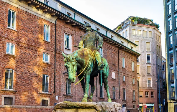 Equestrian statue in Milan - Italy — Stock Photo, Image