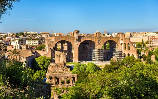 Basilica of Maxentius และ Constantine ซากปรักหักพังในฟอรั่มโรมัน — ภาพถ่ายสต็อก