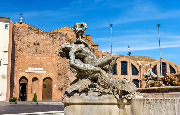 Fontana delle Naiadi y Santa Maria degli Angeli e dei Martiri Basílica de Roma — Foto de Stock