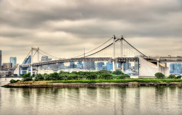 Bahía de Tokio con el puente del arco iris — Foto de Stock