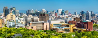Japonya'nın Osaka City Skyline
