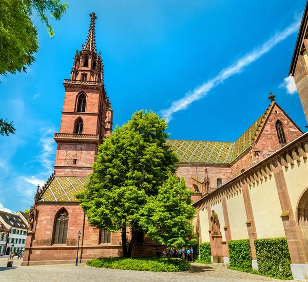 Uitzicht op de kathedraal van Basel Minster — Stockfoto