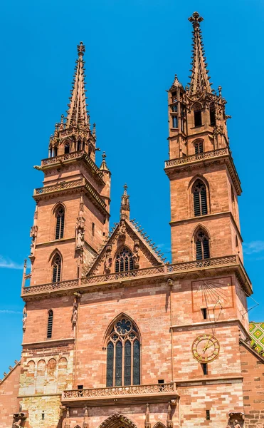 Widok katedry Minster Basel — Zdjęcie stockowe