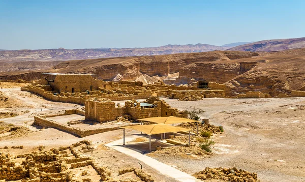 Uitzicht op de ruïnes van Masada Fort - Judaean Desert, Israel — Stockfoto