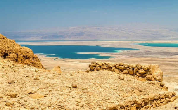 Ruïnes van Masada Fort en dode zee — Stockfoto