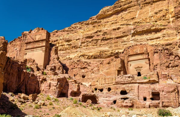Ulicy fasad w Petra. Dziedzictwa UNESCO w Jordanii — Zdjęcie stockowe