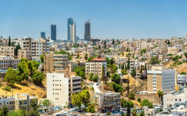 Amman Cityscape downtown arka plan, gökdelenler ile