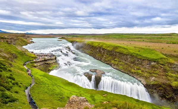 Gullfoss vodopád v river canyon Hvita - Island — Stock fotografie