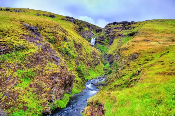 Gluggafoss o Merkjarfoss, una cascata nel sud dell'Islanda — Foto Stock