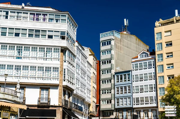 Traditionell arkitektur i A Coruna, Spanien — Stockfoto