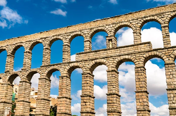Apeduct roman antic în Segovia, Spania — Fotografie, imagine de stoc