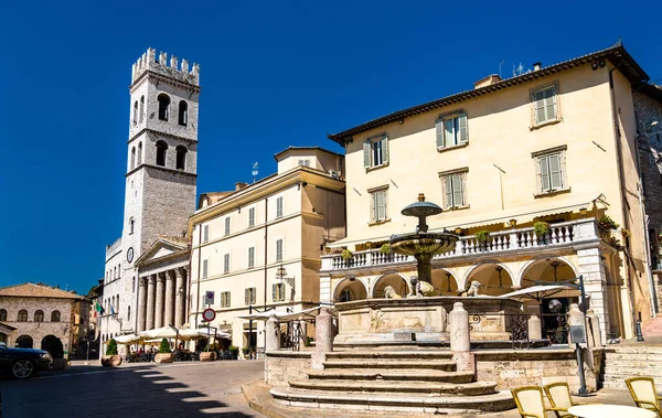 Piazza del Municipio ad Assisi — Foto Stock