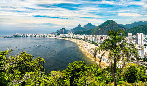 Tropical view of Copacabana in Rio de Janeiro, Brazil