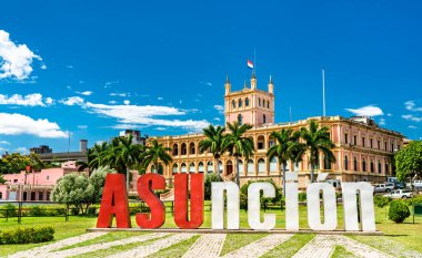 Asuncion welcome sign in Paraguay clipart