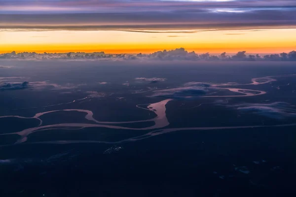 Pôr do sol acima do rio Paraná na Argentina — Fotografia de Stock
