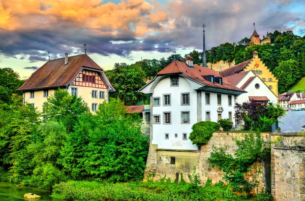 Paisaje urbano de Friburgo en Suiza — Foto de Stock