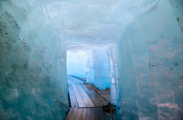 Ice cave inside the Rhone Glacier at Furka Pass in Switzerland Royalty Free Stock Images