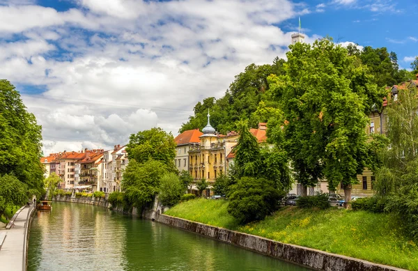 Der Fluss Ljubljanica in Ljubljana - Slowenien — Stockfoto