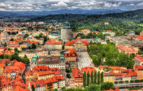 Vista aérea de la plaza del Congreso en Liubliana, Eslovenia — Foto de Stock