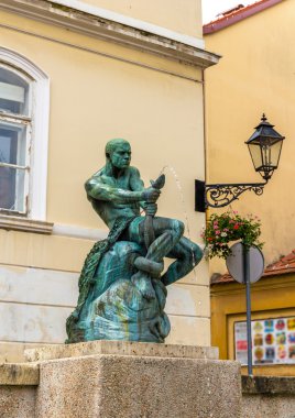Balıkçı ile yılan heykel ve Çeşme Zagreb, Hırvatistan