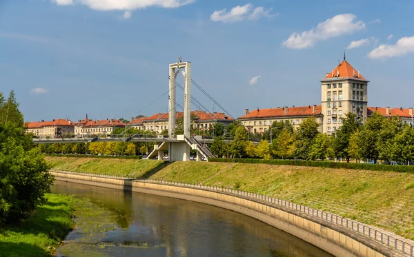 สะพานคนเดินข้ามแม่น้ําเนมซา ในคาวาซา, ลิธัวเนีย — ภาพถ่ายสต็อก