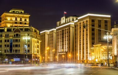 Moskova, Rusya devlet Duma gece görünümü
