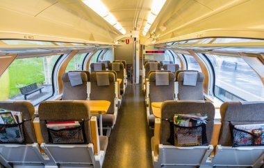 Interior of Sweden suburban train, upper deck clipart