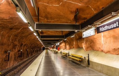 Stockholm, İsveç - 30 Mayıs: İç Radhuset metro istasyonu o