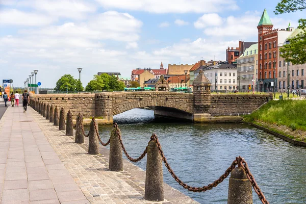 Petri brug in de oude binnenstad van Malmö, Zweden — Stockfoto