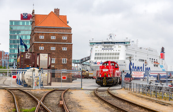 KIEL, GERMANY - JUNE 01: Railway in Kiel Seaport on June 1, 2014