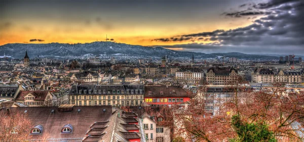 View of Zurich on a winter evening - Switzerland — Stock Photo, Image