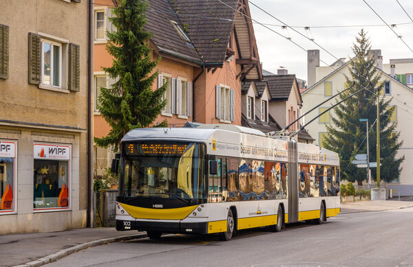 SCHAFFHAUSEN, SWITZERLAND - DECEMBER 01: A modern Hess SwissTrol