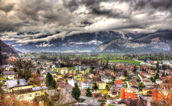 Utsikt över Sargans by i schweiziska Alperna — Stockfoto