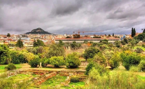 Kilátás nyílik az ősi Agora, Athén - Görögország — Stock Fotó