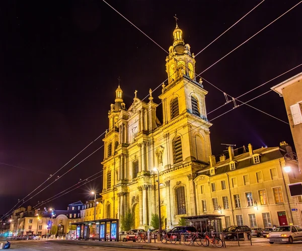 Utsikt över Nancy katedral på natten - Lorraine, Frankrike — Stockfoto