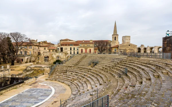 Ruins of roman theatre in Arles - UNESCO heritage site in France — Stock Photo, Image