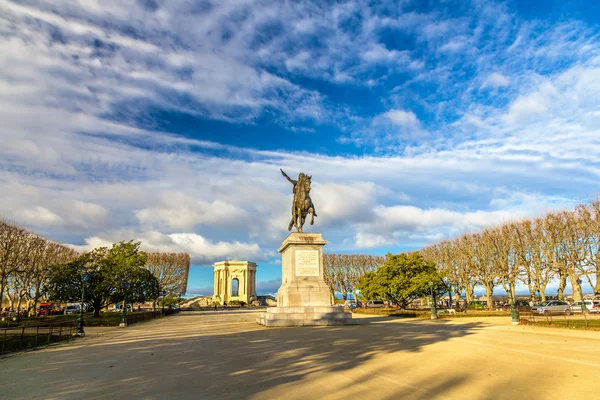 Statue of Louis XIV on the Promenade du Peyrou in Montpellier, F — Stock Photo, Image