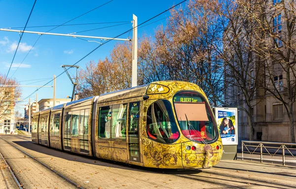 Montpellier, Fransa - Ocak 05: Alstom Citadis 302 tramvaya Jan — Stok fotoğraf