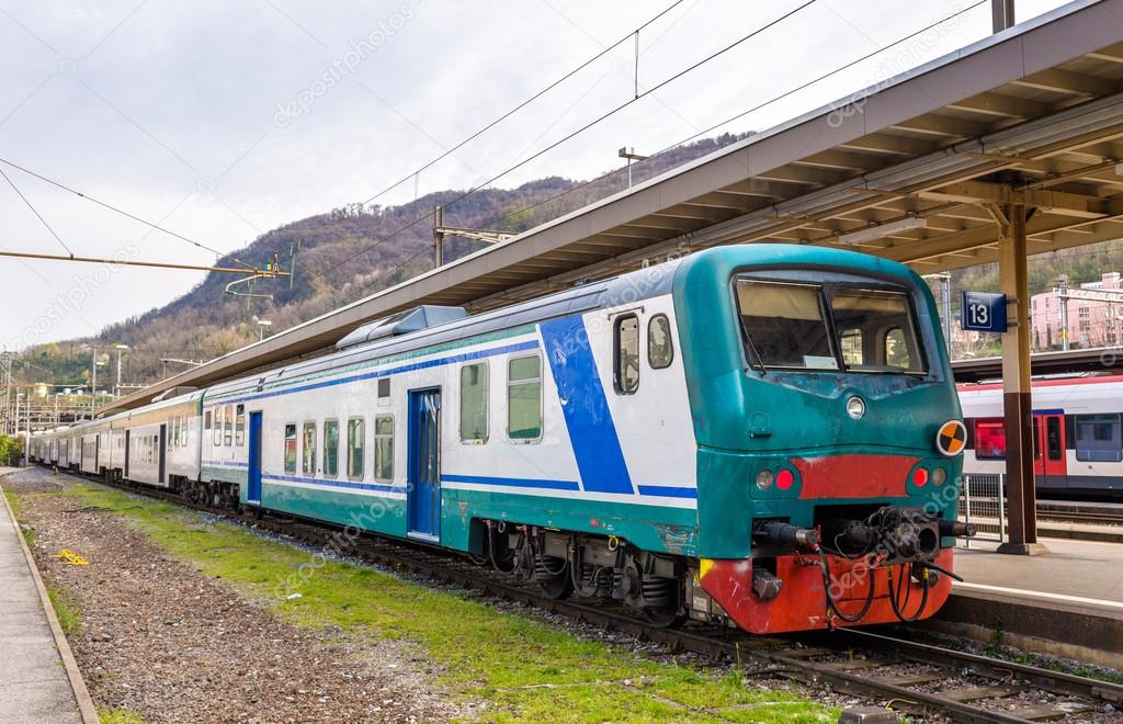 Italian regional train at Swiss border station Chiasso