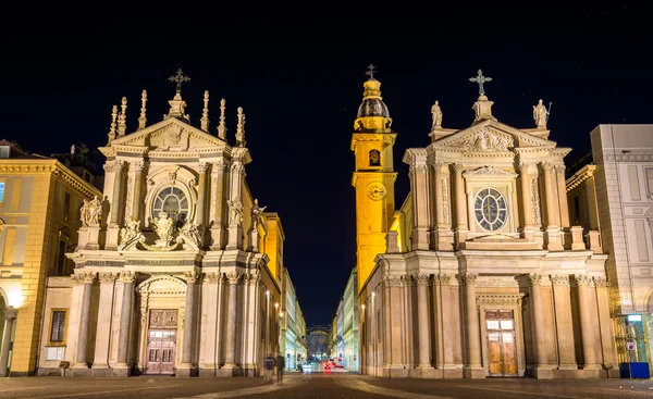 Kyrkorna San Carlo och Santa Cristina i Turin, Italien — Stockfoto